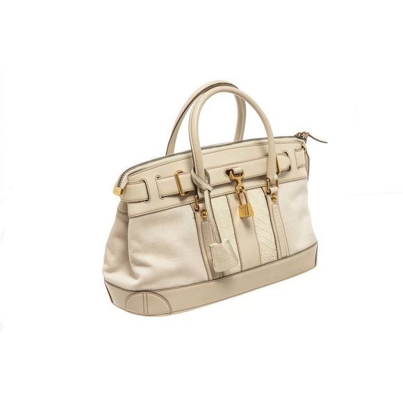 Pre Loved Gucci White Leather Lock Shoulder Bag - Picture 2 of 8